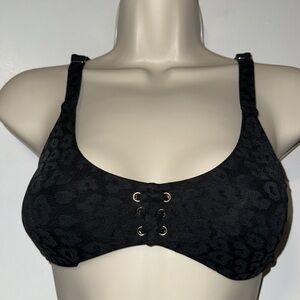 TiNiBiKiNi Black Leopard Bikini Swim Top Women’s S Small